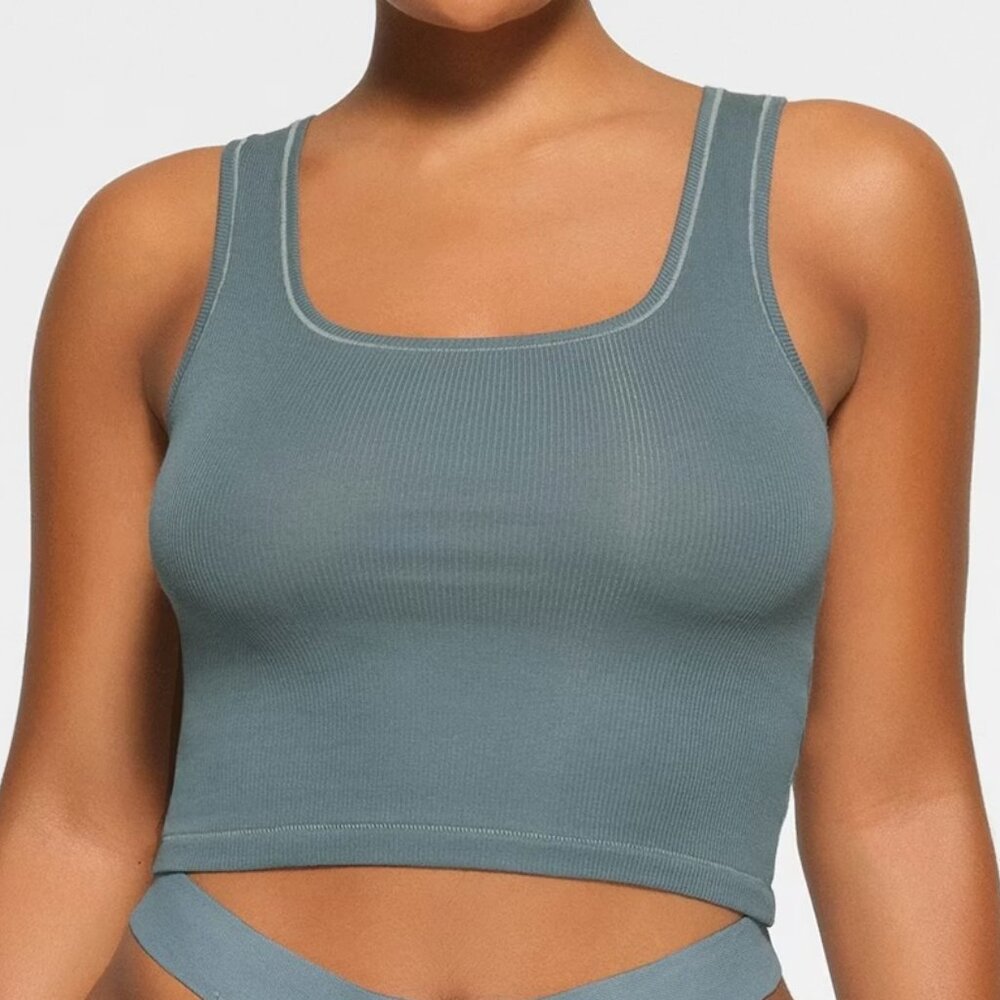 SKIMS Cotton Rib Tank_Kyanite (Blue)_Women’s Size Small